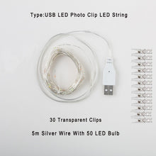 Load image into Gallery viewer, 2m/5m/10m Photo Clip String Lights Led Usb Outdoor Battery Operated Garland With Clothespins For Home Decoration String Lights