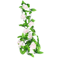 Load image into Gallery viewer, 230cm Silk Rose Fake Creeper Green Leaf Ivy Vine with LED String Lights For Home Wedding Party Hanging Garland Artificial Flower