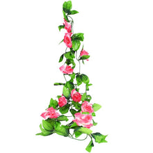 Load image into Gallery viewer, 230cm Silk Rose Fake Creeper Green Leaf Ivy Vine with LED String Lights For Home Wedding Party Hanging Garland Artificial Flower