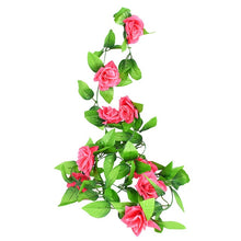 Load image into Gallery viewer, 230cm Silk Rose Fake Creeper Green Leaf Ivy Vine with LED String Lights For Home Wedding Party Hanging Garland Artificial Flower