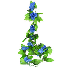 Load image into Gallery viewer, 230cm Silk Rose Fake Creeper Green Leaf Ivy Vine with LED String Lights For Home Wedding Party Hanging Garland Artificial Flower