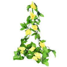 Load image into Gallery viewer, 230cm Silk Rose Fake Creeper Green Leaf Ivy Vine with LED String Lights For Home Wedding Party Hanging Garland Artificial Flower