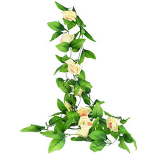Load image into Gallery viewer, 230cm Silk Rose Fake Creeper Green Leaf Ivy Vine with LED String Lights For Home Wedding Party Hanging Garland Artificial Flower