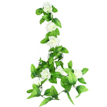 Load image into Gallery viewer, 230cm Silk Rose Fake Creeper Green Leaf Ivy Vine with LED String Lights For Home Wedding Party Hanging Garland Artificial Flower