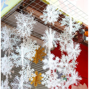 30pcs Christmas Party  White Snowflake Decor For home Hanging Pendants New Year Xmas Tree Ornaments Window Decoration