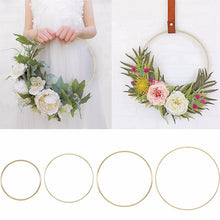 Load image into Gallery viewer, 10-40cm Gold Metal Ring Flower Wreath Garland Weeding Decoration for Weddings Bridal Shower Home Party Decoration Catcher Hoops
