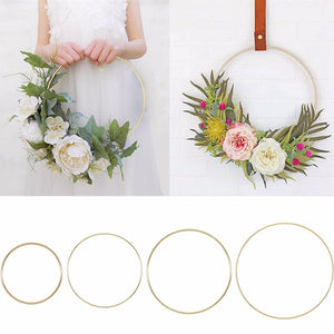 10-40cm Gold Metal Ring Flower Wreath Garland Weeding Decoration for Weddings Bridal Shower Home Party Decoration Catcher Hoops