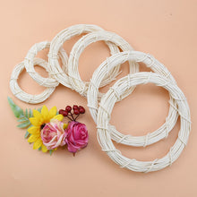 Load image into Gallery viewer, 10/15/20cm White Rattan Ring Artificial flowers Garland Dried flower frame For Christmas Home Decor DIY floral wedding Wreaths
