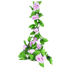 Load image into Gallery viewer, 230cm Silk Rose Fake Creeper Green Leaf Ivy Vine with LED String Lights For Home Wedding Party Hanging Garland Artificial Flower
