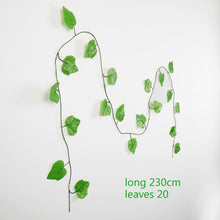 Load image into Gallery viewer, 230cm green silk artificial Hanging ivy leaf garland plants vine leaves 1Pcs diy For Home Bathroom Decoration Garden Party Decor
