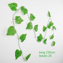 Load image into Gallery viewer, 230cm green silk artificial Hanging ivy leaf garland plants vine leaves 1Pcs diy For Home Bathroom Decoration Garden Party Decor
