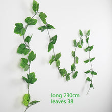 Load image into Gallery viewer, 230cm green silk artificial Hanging ivy leaf garland plants vine leaves 1Pcs diy For Home Bathroom Decoration Garden Party Decor
