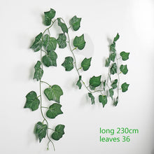 Load image into Gallery viewer, 230cm green silk artificial Hanging ivy leaf garland plants vine leaves 1Pcs diy For Home Bathroom Decoration Garden Party Decor
