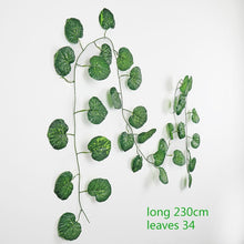 Load image into Gallery viewer, 230cm green silk artificial Hanging ivy leaf garland plants vine leaves 1Pcs diy For Home Bathroom Decoration Garden Party Decor
