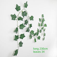 Load image into Gallery viewer, 230cm green silk artificial Hanging ivy leaf garland plants vine leaves 1Pcs diy For Home Bathroom Decoration Garden Party Decor
