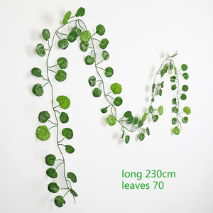 230cm green silk artificial Hanging ivy leaf garland plants vine leaves 1Pcs diy For Home Bathroom Decoration Garden Party Decor