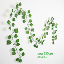 Load image into Gallery viewer, 230cm green silk artificial Hanging ivy leaf garland plants vine leaves 1Pcs diy For Home Bathroom Decoration Garden Party Decor
