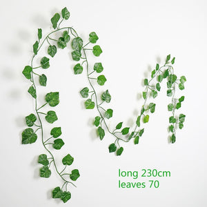 230cm green silk artificial Hanging ivy leaf garland plants vine leaves 1Pcs diy For Home Bathroom Decoration Garden Party Decor