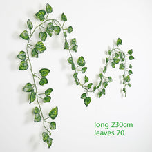 Load image into Gallery viewer, 230cm green silk artificial Hanging ivy leaf garland plants vine leaves 1Pcs diy For Home Bathroom Decoration Garden Party Decor
