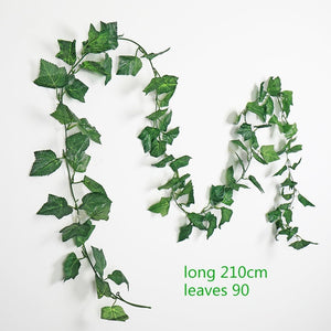 230cm green silk artificial Hanging ivy leaf garland plants vine leaves 1Pcs diy For Home Bathroom Decoration Garden Party Decor