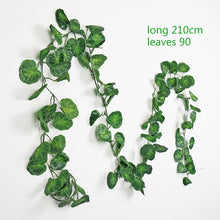 Load image into Gallery viewer, 230cm green silk artificial Hanging ivy leaf garland plants vine leaves 1Pcs diy For Home Bathroom Decoration Garden Party Decor
