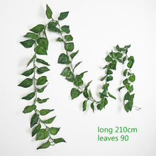 Load image into Gallery viewer, 230cm green silk artificial Hanging ivy leaf garland plants vine leaves 1Pcs diy For Home Bathroom Decoration Garden Party Decor
