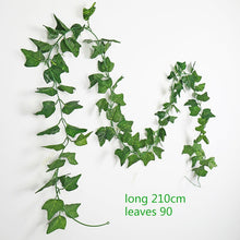 Load image into Gallery viewer, 230cm green silk artificial Hanging ivy leaf garland plants vine leaves 1Pcs diy For Home Bathroom Decoration Garden Party Decor
