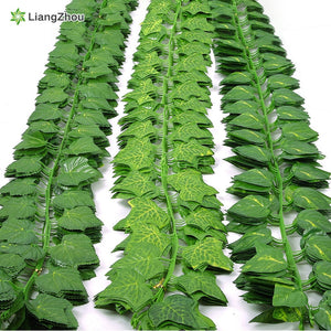 230cm green silk artificial Hanging ivy leaf garland plants vine leaves 1Pcs diy For Home Bathroom Decoration Garden Party Decor